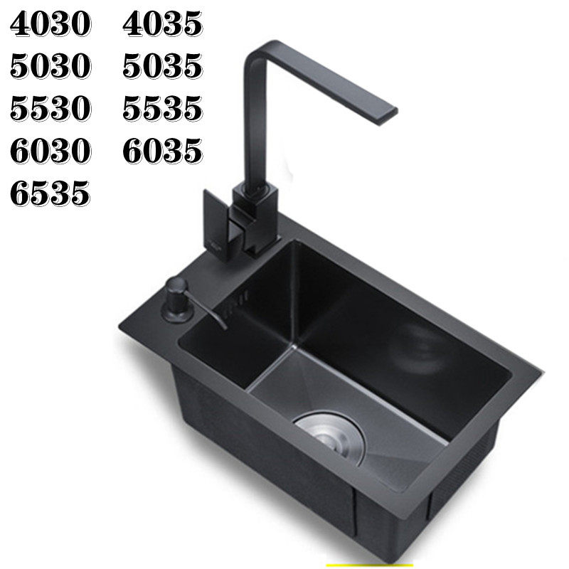 黑色纳米单槽304不锈钢迷你小水槽小号厨房洗菜盆吧台窄长型水槽