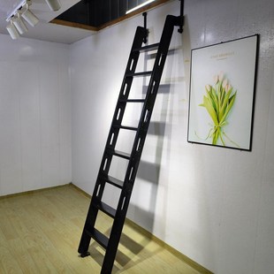 家用贴墙翻折叠伸缩伸拉隐形收纳垂直实木楼梯子loft阁楼平台梯子