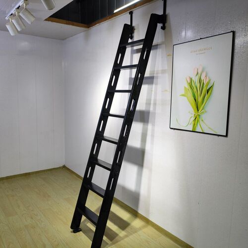 家用贴墙翻折叠伸缩伸拉隐形收纳垂直实木楼梯子loft阁楼平台梯子
