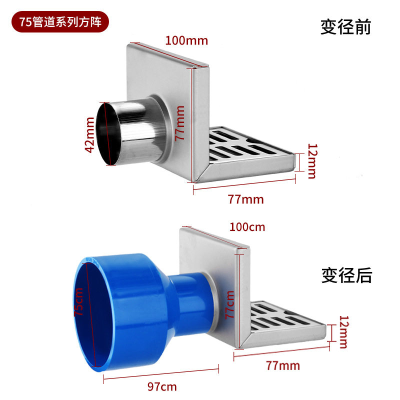 墙排地漏墙角同层侧排水40/50/75/110管阳台拐角下水道304不锈钢