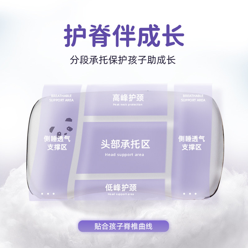 艾美家儿童成长记忆睡眠卡通熊猫枕头枕芯护颈椎助睡眠单人宝宝礼