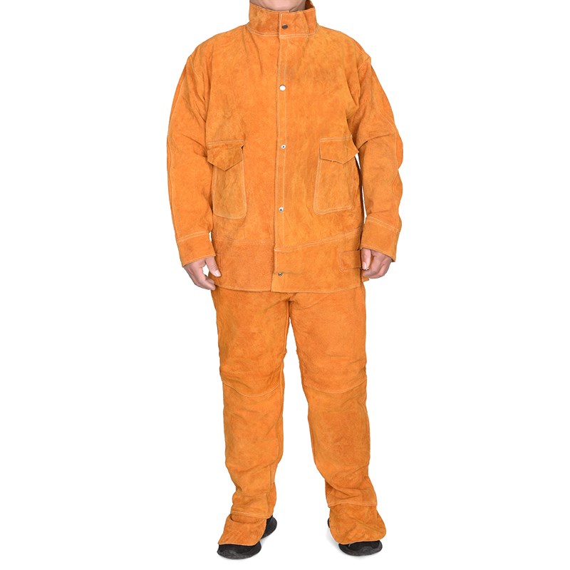 牛皮电焊服焊工氩弧焊接阻燃防烫耐高温工作服防辐射隔热皮衣皮裤