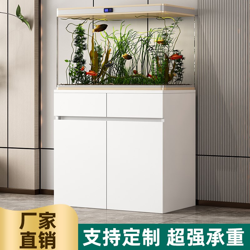 鱼缸底柜底座带抽屉客厅家用隔断矮柜水族箱承重柜子中小鱼缸架子