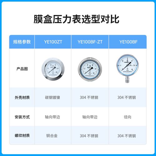YE100ZT 轴向带边膜盒压力表 面板式微压表 微负压表膜盒压力表