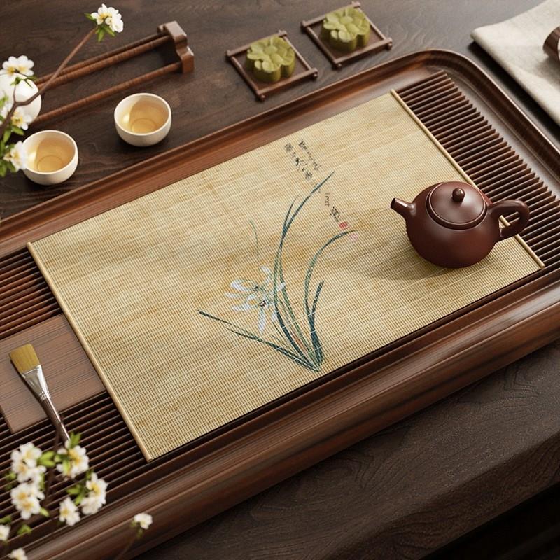 新中国风茶盘,排水垫,竹茶垫,茶几,竹茶垫,茶垫,茶垫,旗子,茶过滤