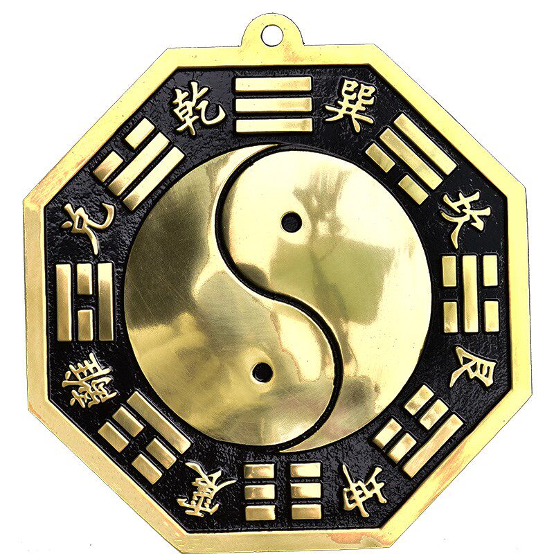 纯铜八卦镜乾坤太极图凸镜阴阳镜铜镜黄铜黑白阴阳鱼客厅店铺挂件