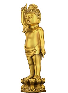 纯铜如来太子佛浴佛佛像莲花底座站像释迦摩尼宝宝佛摆件家用供奉