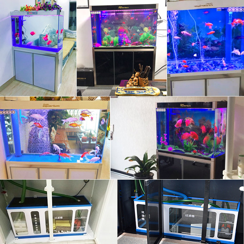 大中型鱼缸水族箱免换水客厅风水生态家用超白玻璃底下过滤金鱼缸