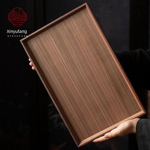 黑胡桃木托盘家用高档实木茶托盘多功能干茶托盘酒店餐厅餐盘储存