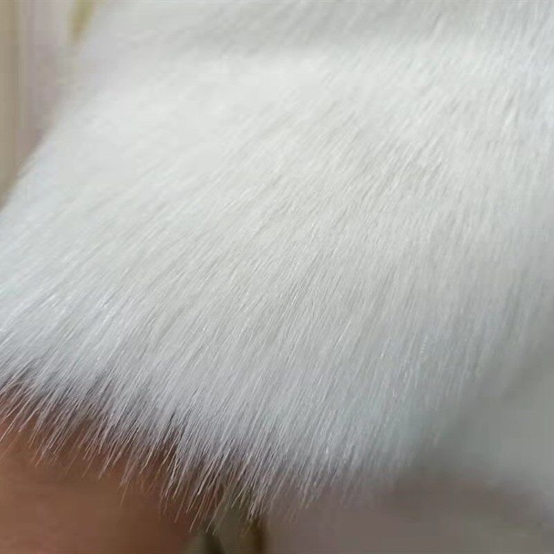 黑色白色仿真水貂毛狐狸毛毛绒面料大毛皮仿皮草服装毛领地毯装饰