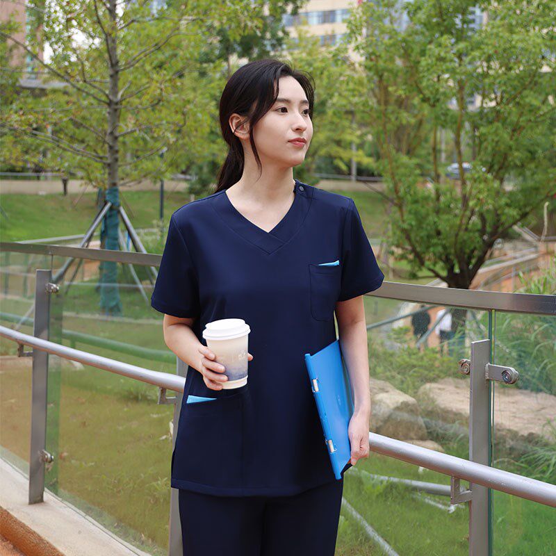 柏维高端洗手衣男女短袖医护人员口腔诊所医生工作服弹力刷手服