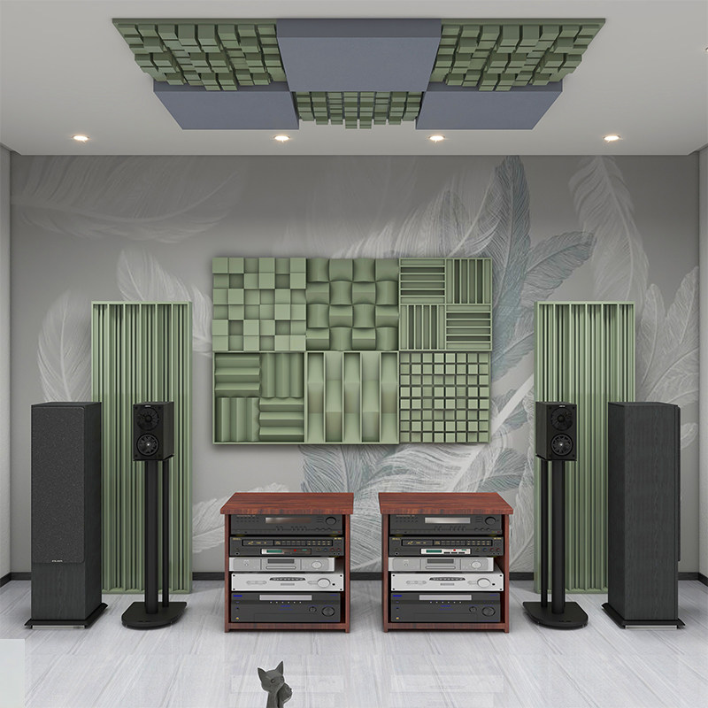 实木松木烤漆声学扩散板卧室吸音隔音声学板家庭影院专用装饰材料