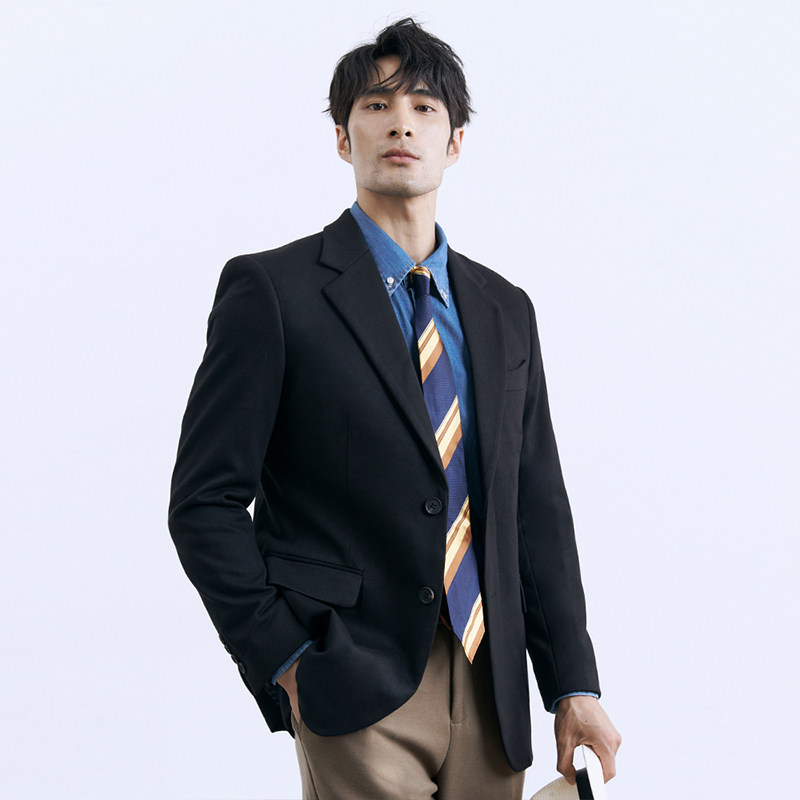 冬季毛呢西装加厚男士保暖百搭休闲英伦商务灰色意式绅装西服外套