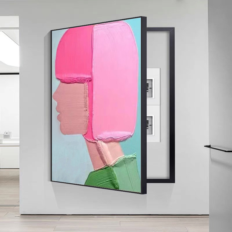 手绘电表箱装饰画配电箱肌理画免打孔挂画电闸开关盒子画定制竖版