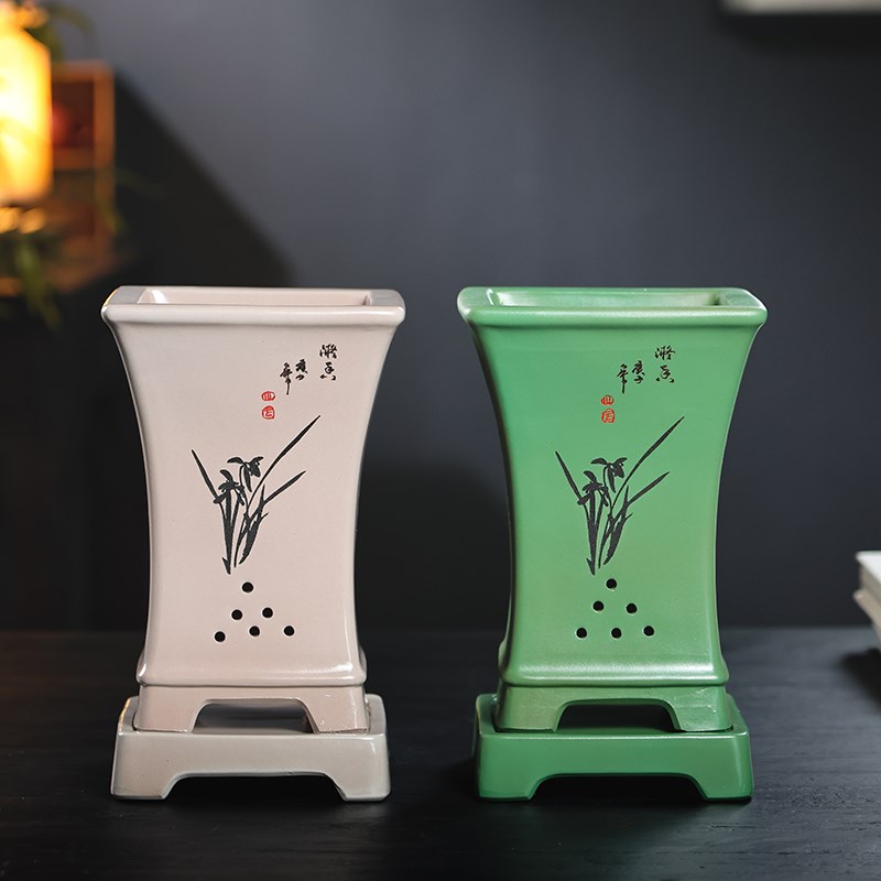 紫砂花盆创意绿植花卉多肉君子兰花盆阳台简约室内客厅桌面中国风
