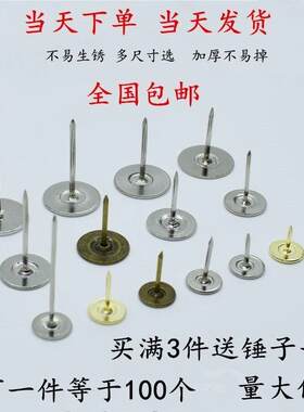 子图钉家用墙钉钉泡钉加长钢钉不锈钢大号固定安全平头图钉木头钉