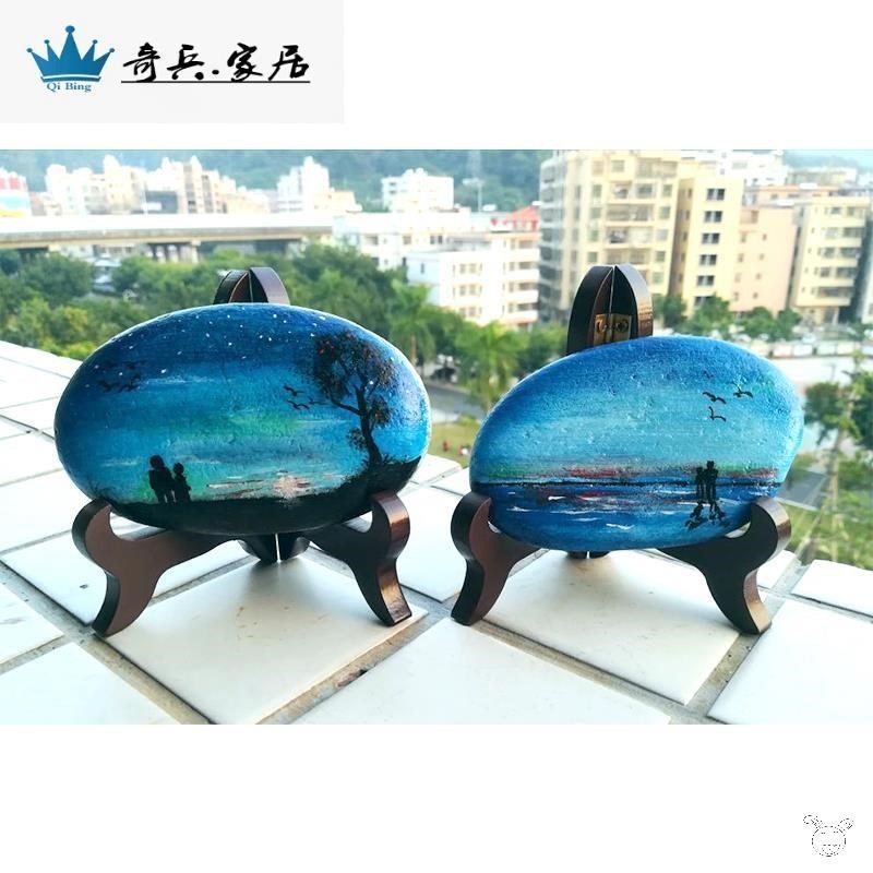 石头画支架盘子托架实木展示架摆件小底座鹅卵石普洱茶架子茶饼架图片