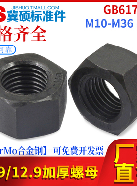 GB6175/GB55加厚螺母六角螺母10.9/12.9级高强度螺母发黑M8-M36