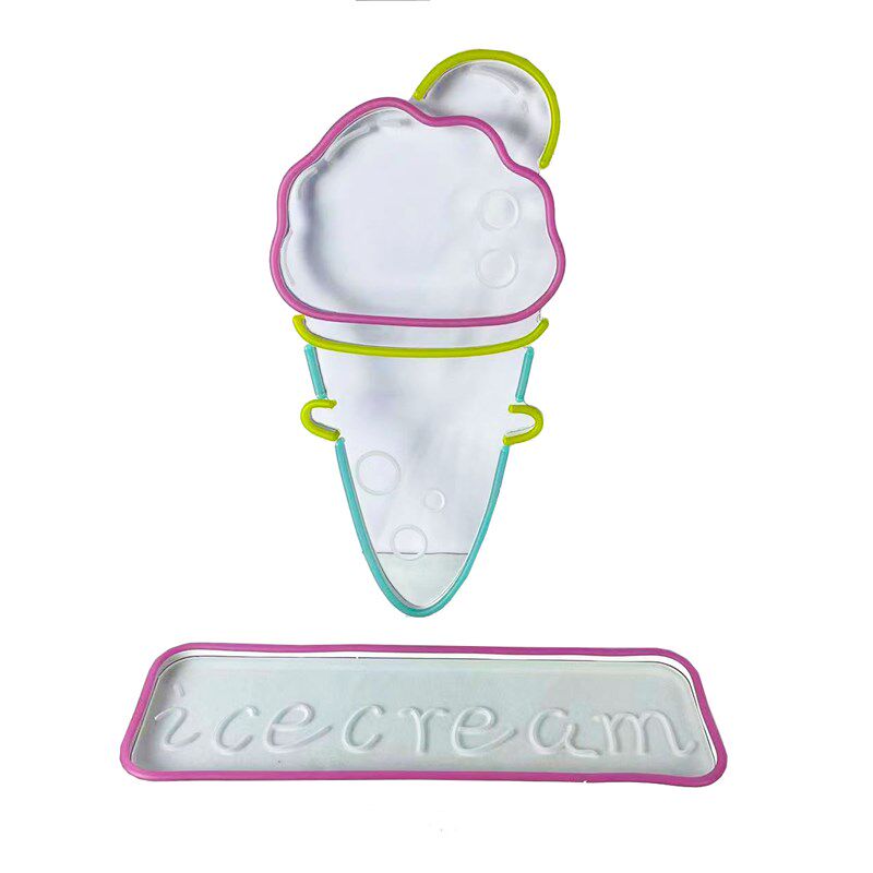 冰淇淋雪糕冷饮造型装饰灯摆摊创意小吃餐车发光牌led霓虹灯悬挂