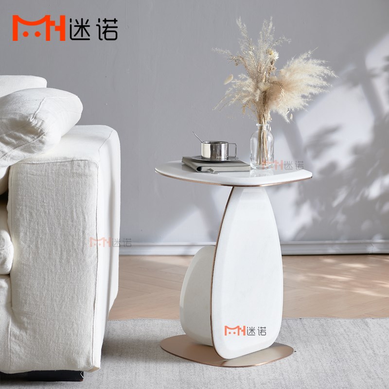 意式轻奢不锈钢大理石角几中古设计师创意简约沙发边几小茶边柜