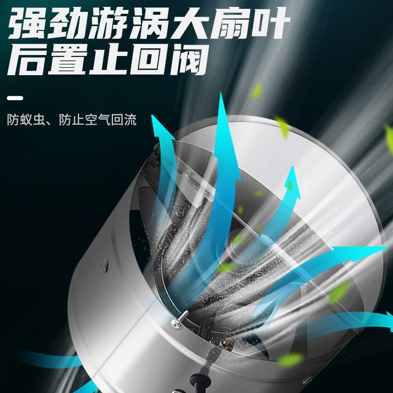 圆形管道排气扇不锈钢排风扇大功率强力抽风机厨房家用高速排烟机