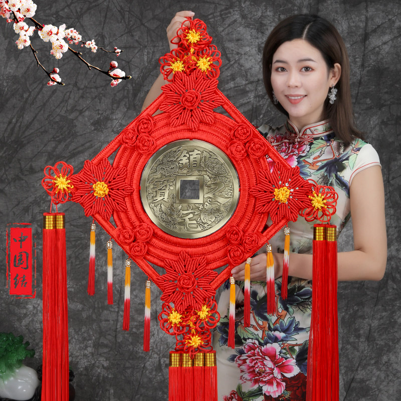 纯铜中国结挂件客厅特大号铜钱招财进宝镇宅之宝玄关装饰乔迁礼品