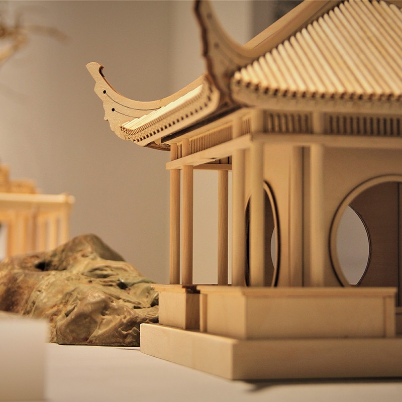 流时间中国风实木古建筑成品模型中式禅意民宿酒店餐厅软装吊饰灯