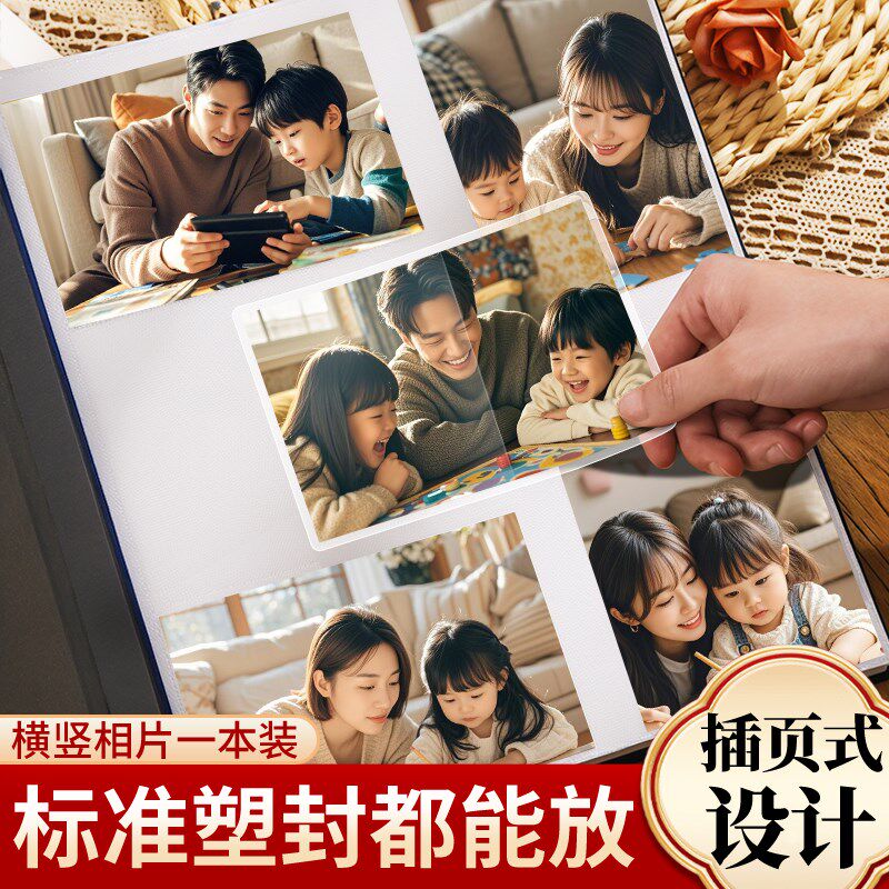 相册本家庭大容量纪念册5寸6寸六儿童宝宝照片成长纪念收纳影集薄