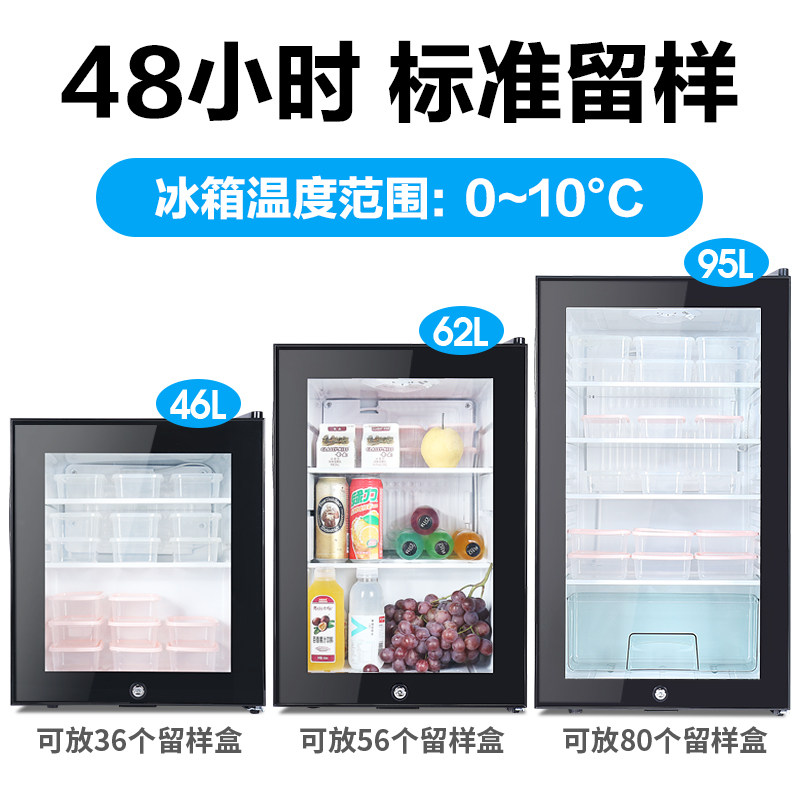 幼儿园食品留样柜学校小型家商用饮料冷藏冰箱保鲜展示柜带双锁