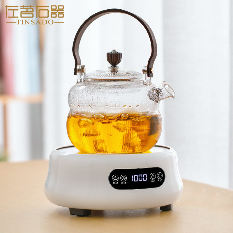 左茗右器日式玻璃蒸茶壶煮茶器静音电陶炉煮茶底座家用电热烧水器
