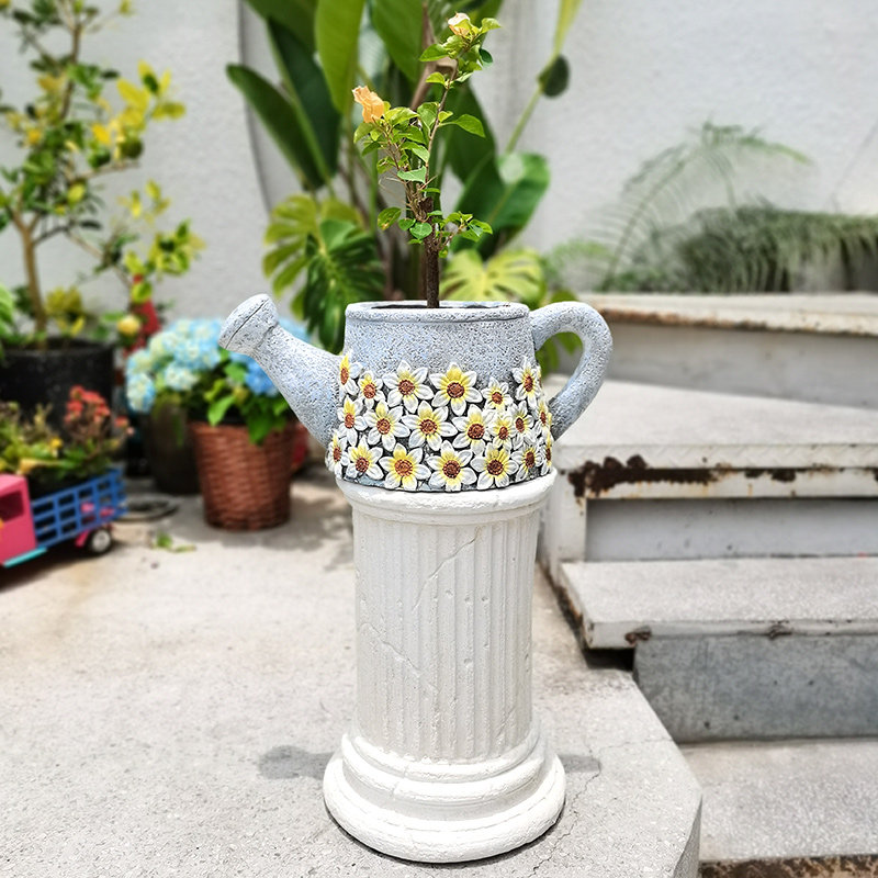 阳台花园造景布置水壶造型花盆摆件庭院田园户外一楼小院装饰摆件