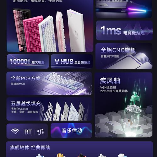 VGN V87 V2客制化机械键盘无线蓝牙电竞游戏电脑办公杰士邦键帽