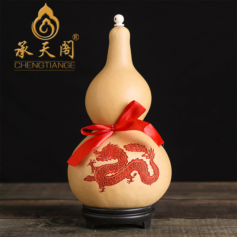 天然葫芦雕刻青龙摆件生肖龙形财办公室家居客厅玄关工艺礼品装饰