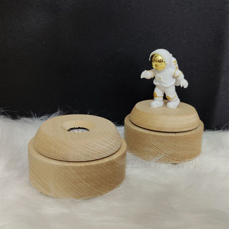 无线360度自动旋转小夜灯实木发光底座LED水晶球摆件模型观赏礼品