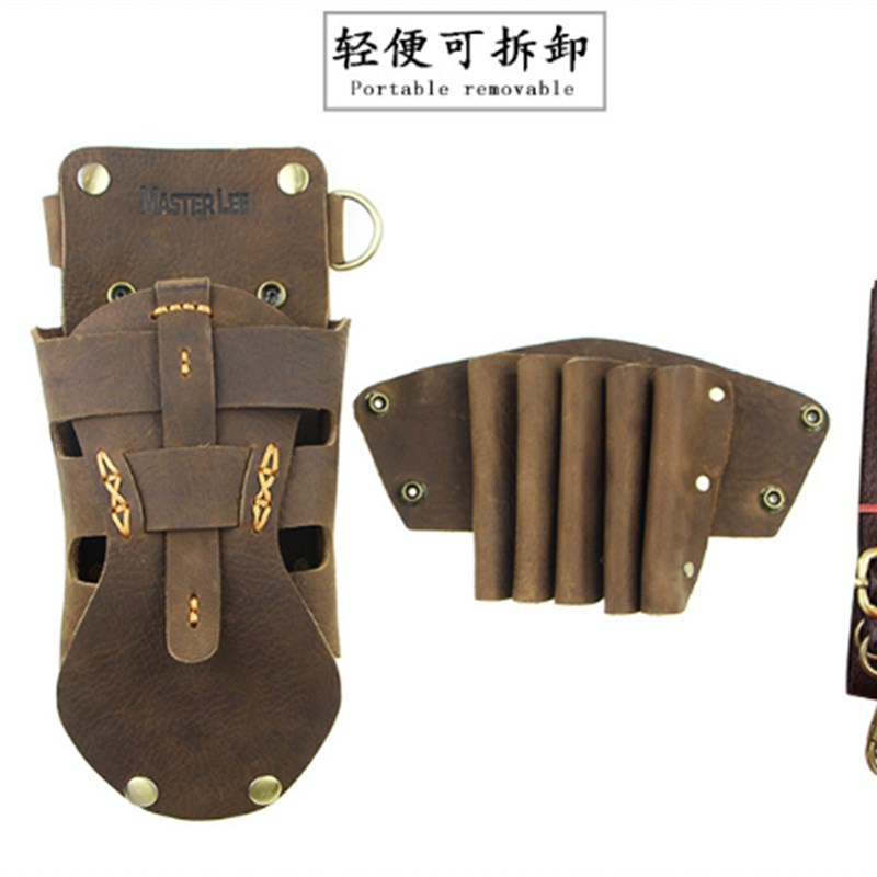 全真皮理发师剪刀包腰包头层牛皮剪刀包斜跨工具创意包多功能包