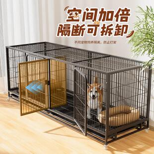狗笼子繁殖笼中小型犬寄样繁育笼带隔断厕所托盘宠物店子母鸽子笼