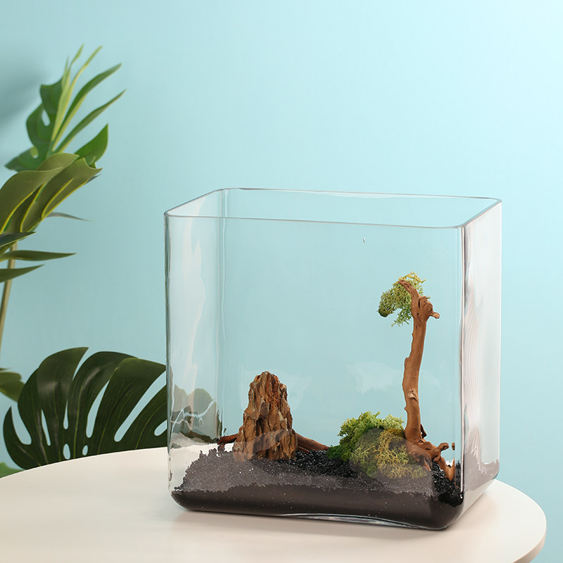 玻璃鱼缸客厅大号长方形水培一体 桌面创意水族箱 实验室化学容器