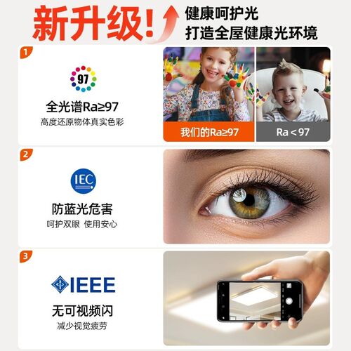 全光谱护眼led卧室灯现代简约灯具2023主卧儿童房吸顶灯PH70905
