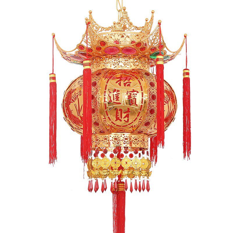 2024新款中式阳台户外乔迁旋转宫灯仿古插电铁艺大门挂饰天宫灯笼
