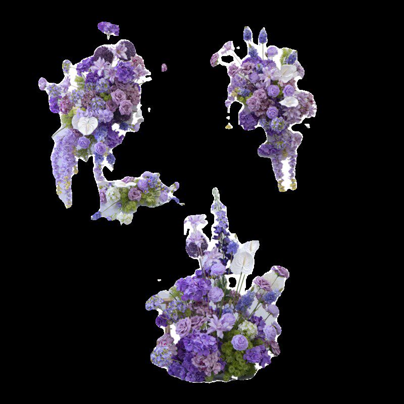 婚礼装饰紫色壁挂花艺 KT板墙面摄影背景布置仿真绢花挂花地排花