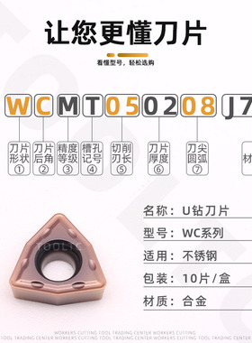 U钻刀片不锈钢通用暴力钻快速钻桃型刀粒 WCMX WCMT050208 06T308