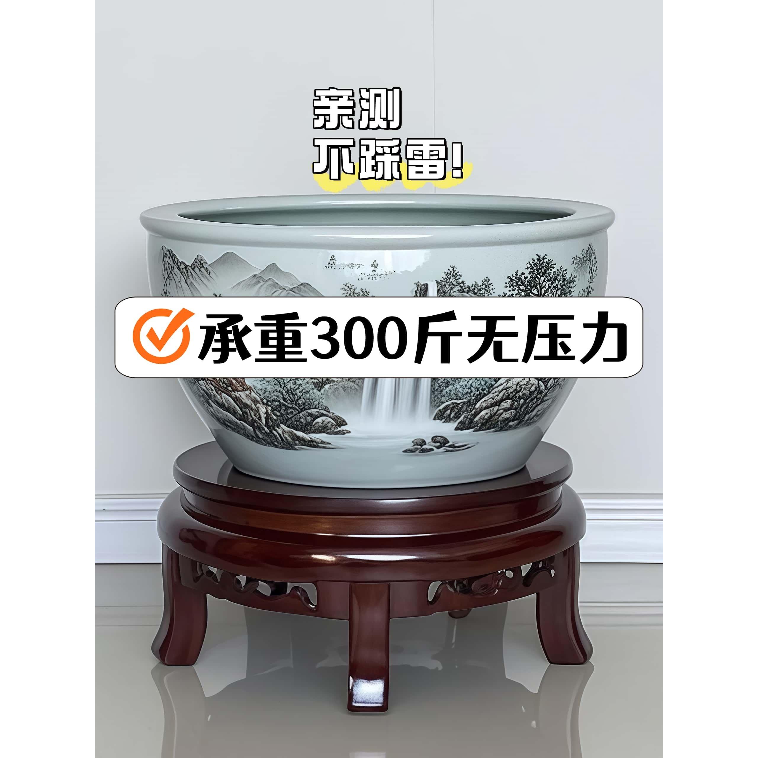鱼缸架摆件奇石架客厅彷古花几高档装饰花瓶盆景置物架实木花架子
