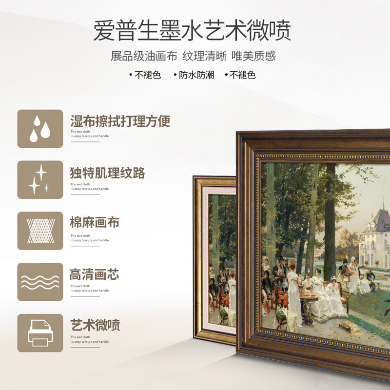 欧式客厅油画人物装饰画沙发背景墙挂画美式大气三联画高端壁画