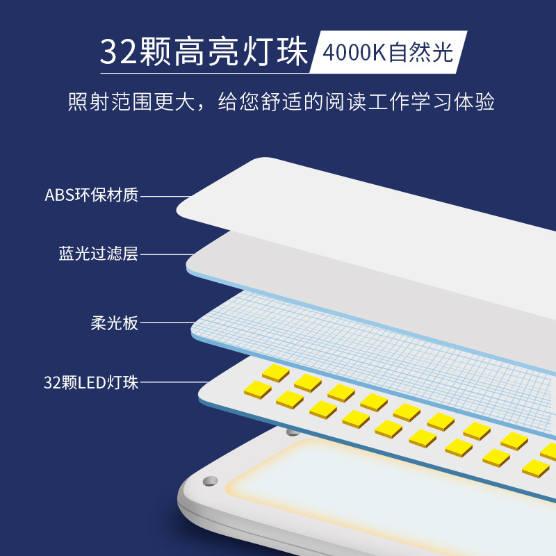 康铭LED学生专用护眼小台灯折叠宿舍充电插电两用书桌卧室床头灯