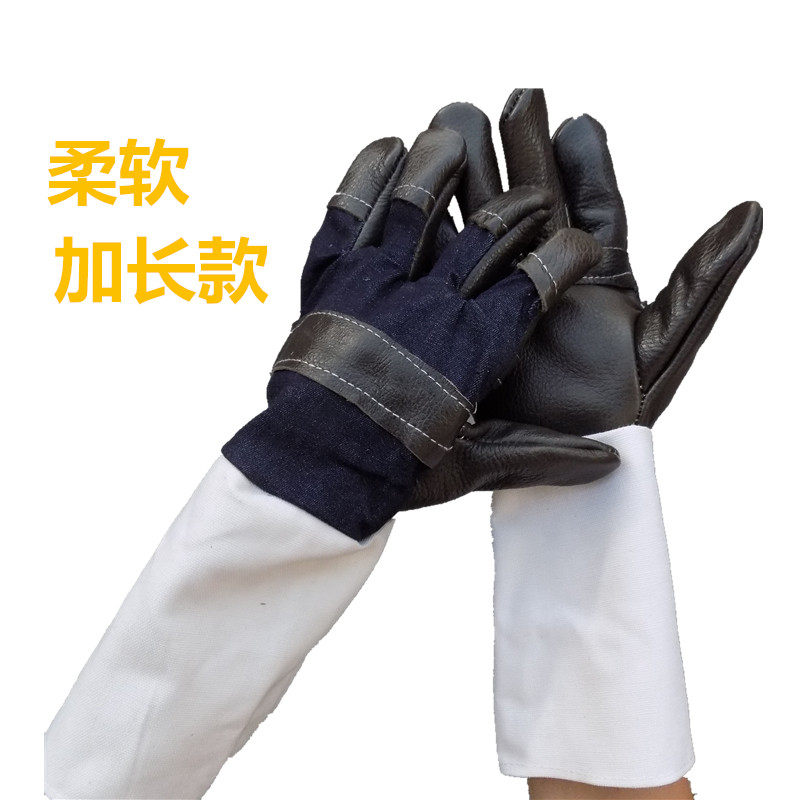 劳保手套加长牛皮氩弧焊专用电焊工手套耐磨耐高温隔热防护用品批