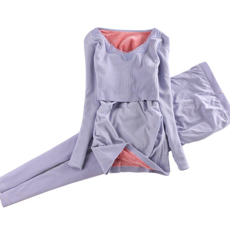 孕妇保暖内衣套装加厚加绒秋衣秋裤产后哺乳套装月子服无托腹秋冬