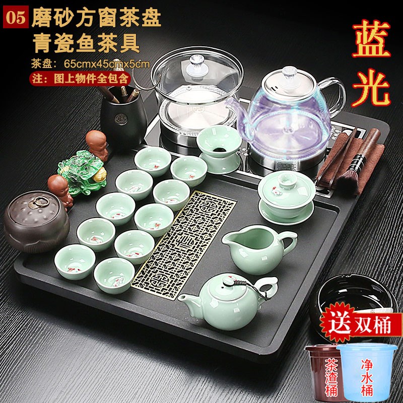 顺丰包邮茶具套组新款石头茶盘家用全自动蓝光玻璃烧水壶茶台功夫