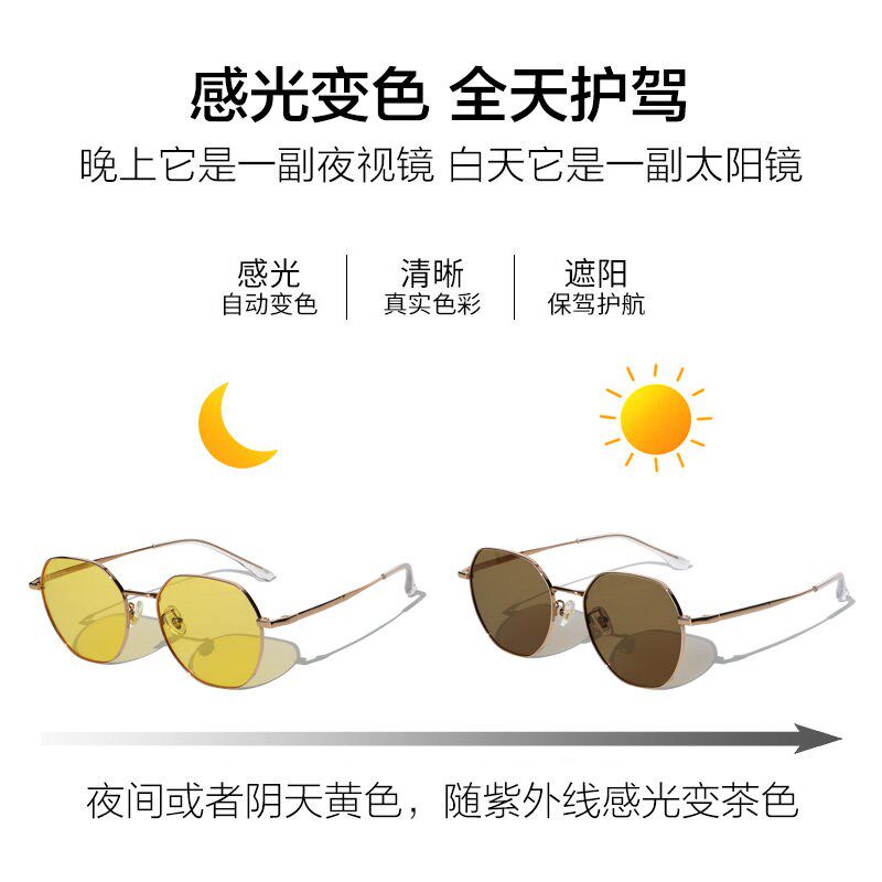 变色夜视镜女日夜两用防眩光防远光灯晚上开车驾驶专用太阳镜