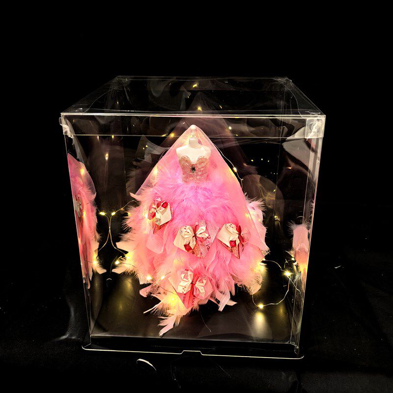 婚纱有钱花diy材料包爱心蝴蝶手提蛋糕盒礼盒高级感订婚生日礼物