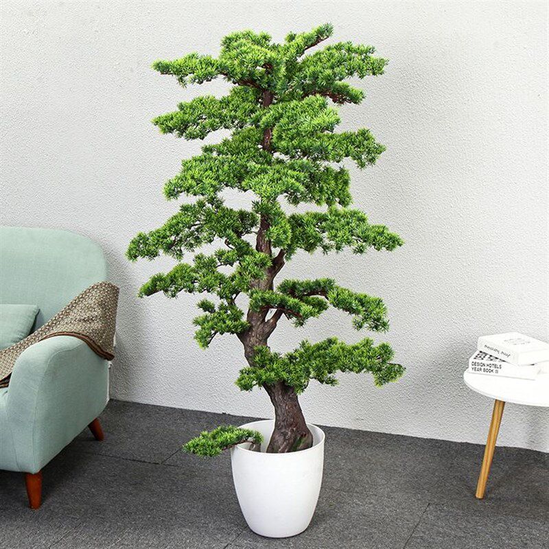 仿真绿植迎客松罗汉松大型假树盆栽装饰室内客厅落地崖柏盆景摆件